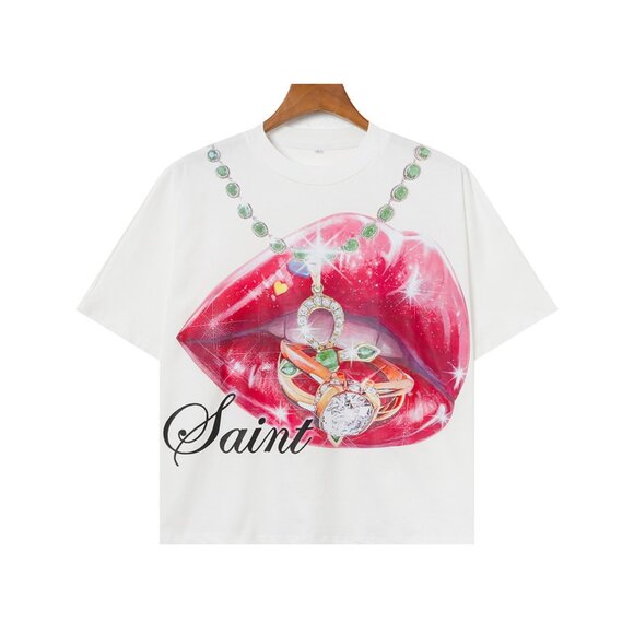 Billionaire Studios Glamorous Saint Lips Jewelry Graphic Tee